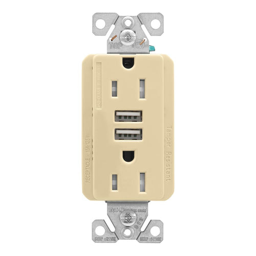 Eaton Combination USB Charger With Duplex Receptacle, Ivory