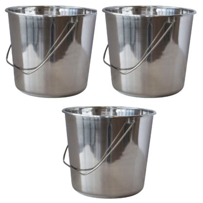 AmeriHome 2.37 Gallon Stainless Steel Buckets 3 Piece Set