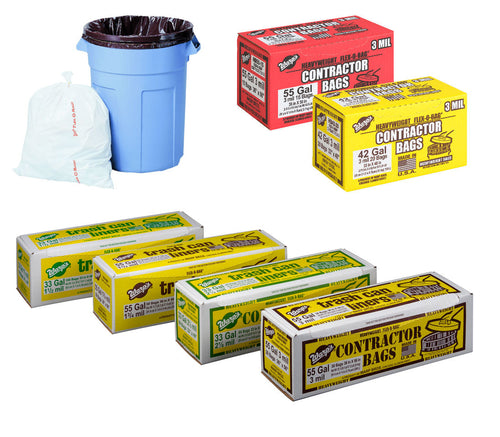 Warp Brothers Flex-O-Bag® Trash Can Liners And Contractor Bags 36 x 56 55 Gal